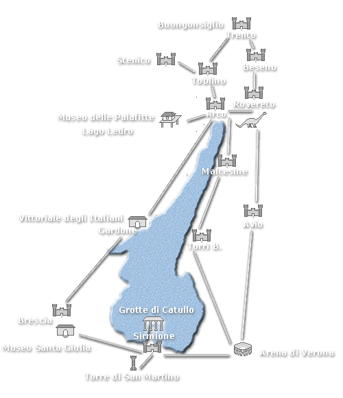 Lago di Garda mappa dei siti storici